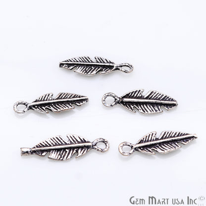 5pc Lot Leaf Shape Oxidized 18x6mm Charm For Bracelets & Pendants - GemmartUSA