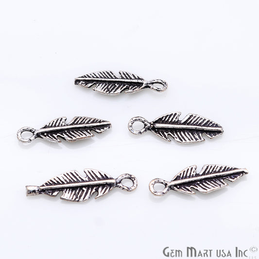 5pc Lot Leaf Shape Oxidized 18x6mm Charm For Bracelets & Pendants - GemmartUSA