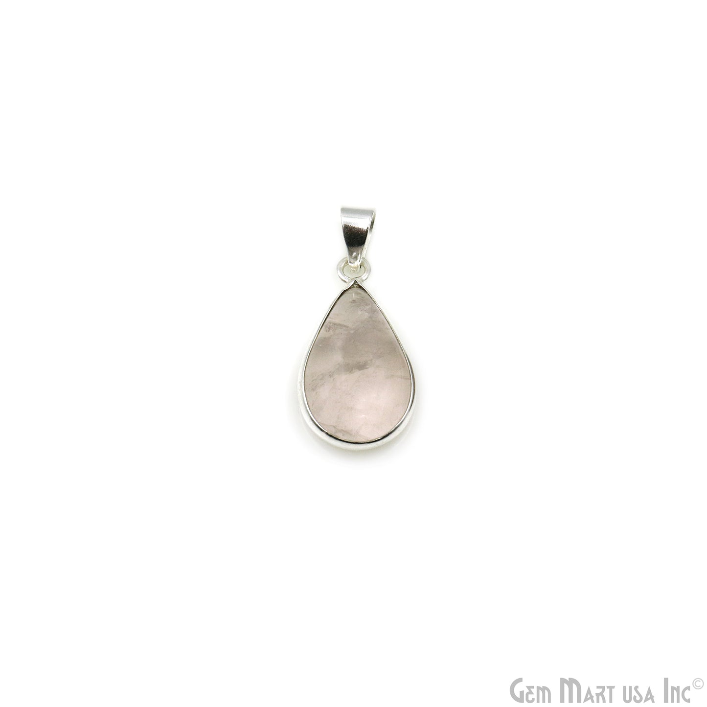 Rose Quartz Gemstone Pears 27x15mm Sterling Silver Necklace Pendant 1PC