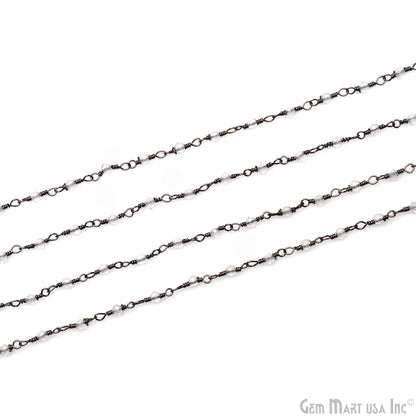 Crystal 2-2.5mm Round Tiny Beads Oxidized Rosary Chain