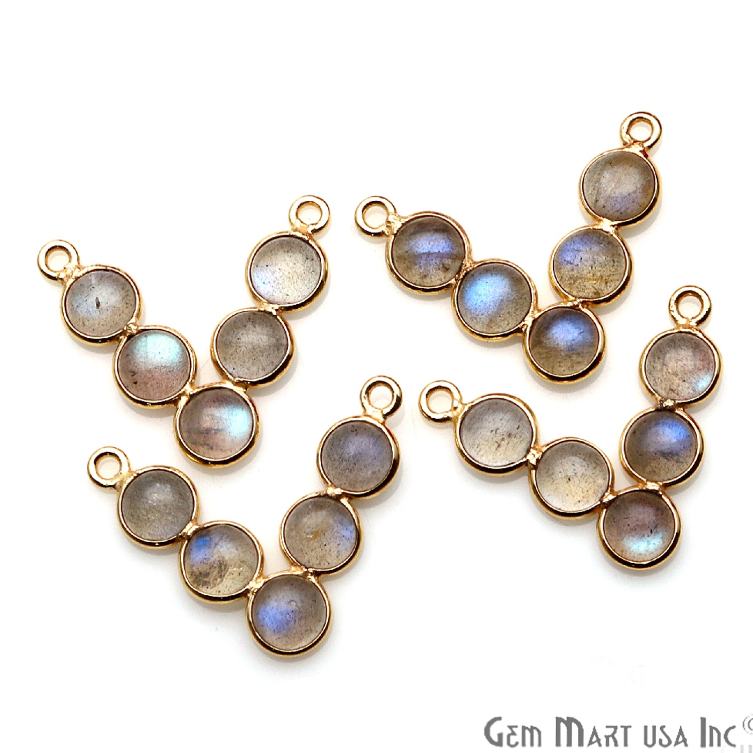 DIY, Labradorite Gold Plated 22x19mm V Chandelier Finding Component - GemmartUSA