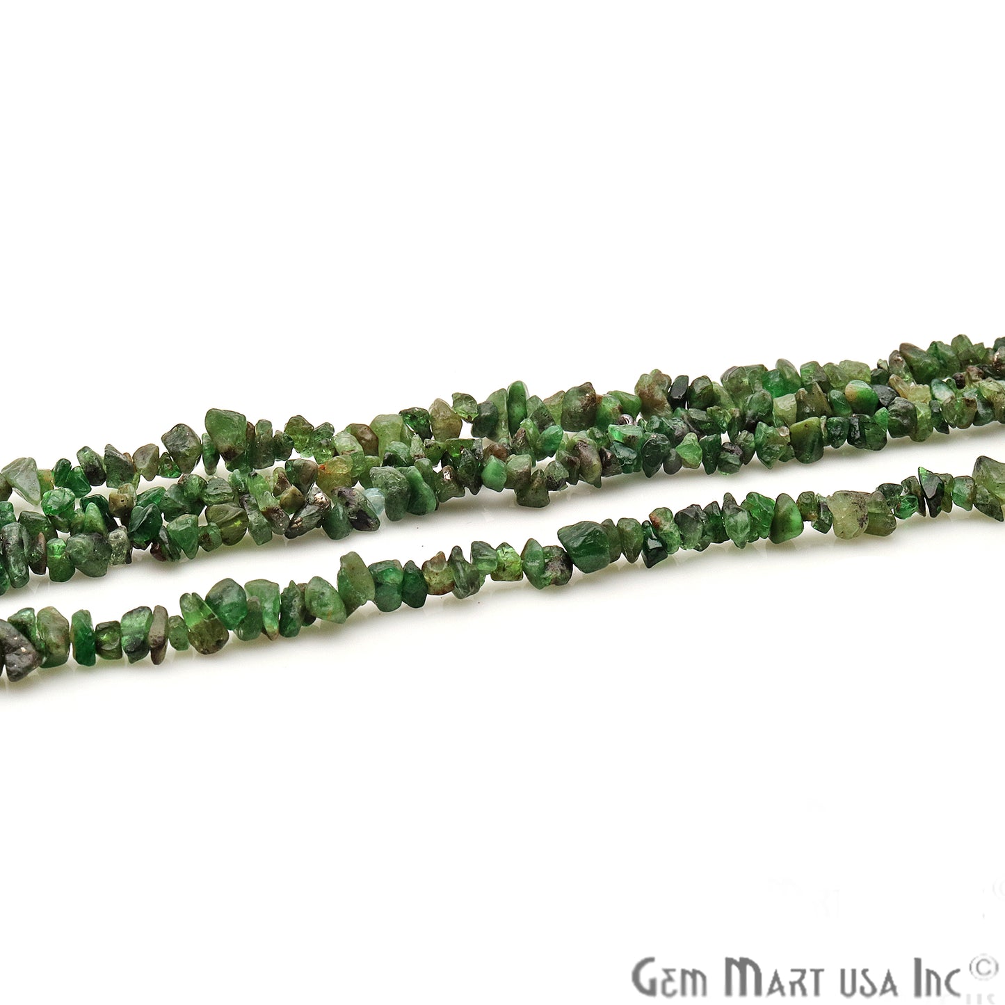 Natural Tsavorite Dark 4-6mm Nugget Chips Strand 34 Inch - GemMartUSA