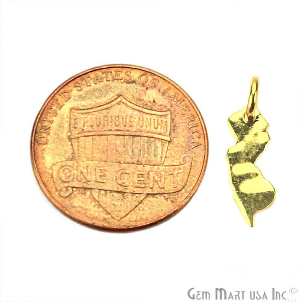 New Jersey' Shape Gold Vermeil Charm for Bracelet Pendants & Necklace - GemMartUSA