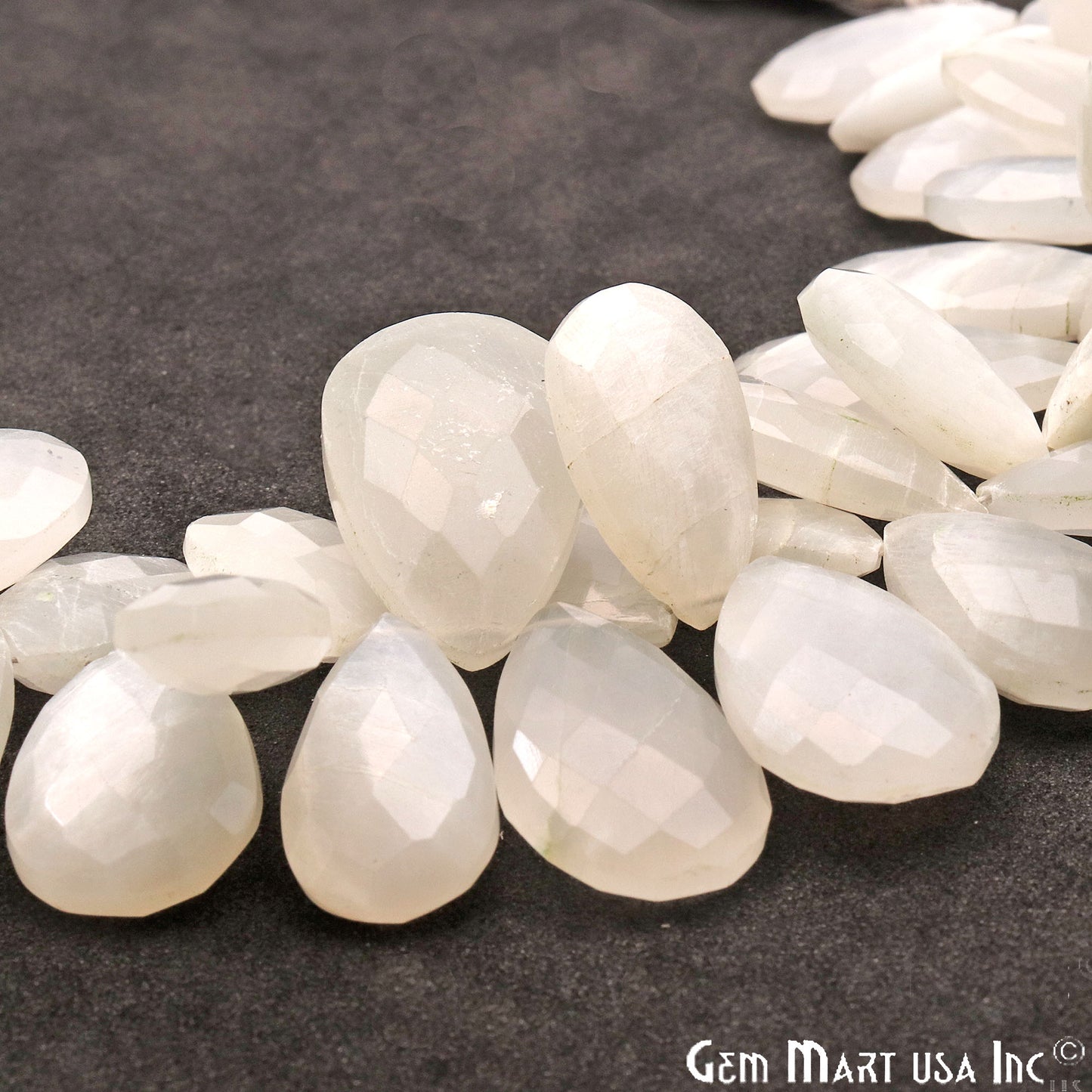 Rainbow Moonstone Pears Shape 23x14mm Briolette Beads, Rondelle Beads 9 Inch Length - GemMartUSA