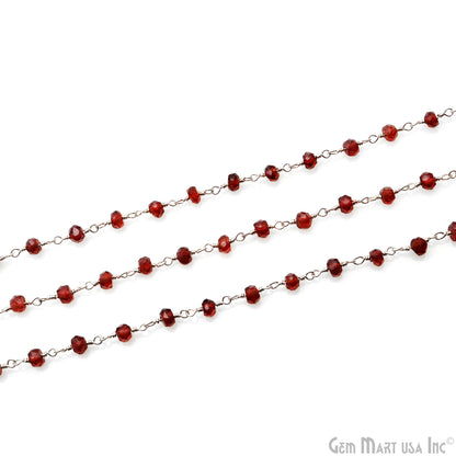 Garnet Faceted 3-3.5mm Silver Wire Wrapped Beads Rosary Chain