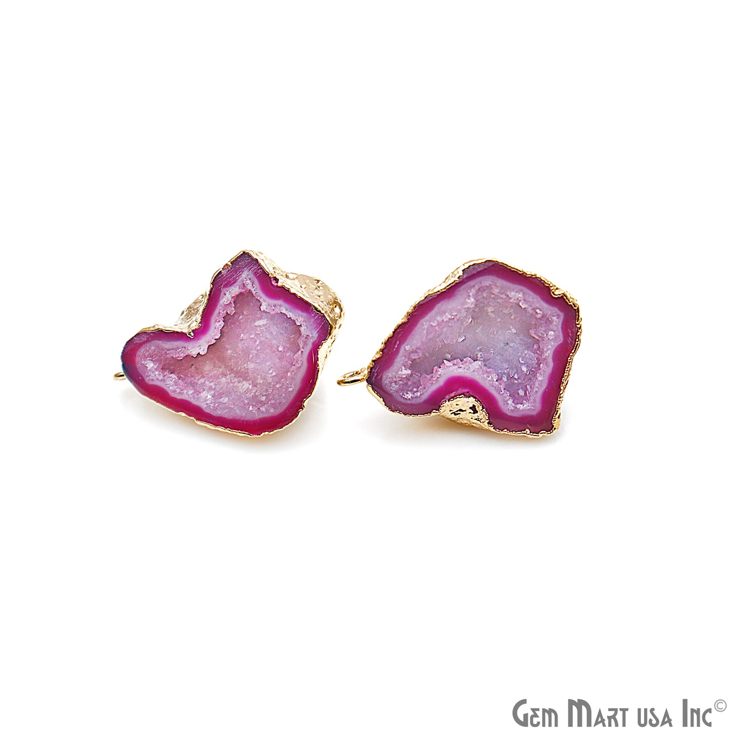 DIY Agate Slice Geode Druzy 20x26mm Gold Electroplated Loop Connector Studs Earrings - GemMartUSA