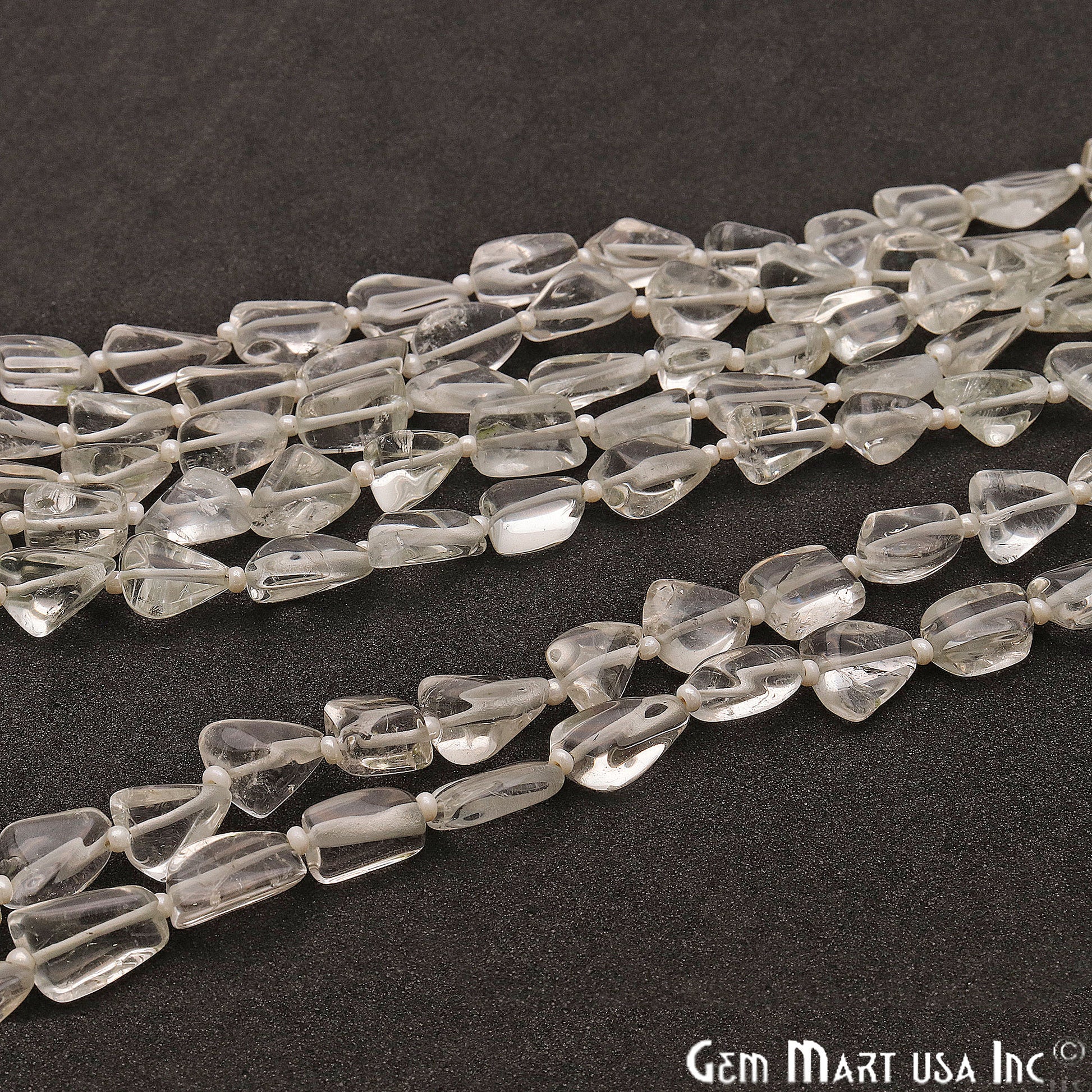 Green Amethyst Free Form 9x7mm Tumble Beads Gemstone Strands - GemMartUSA