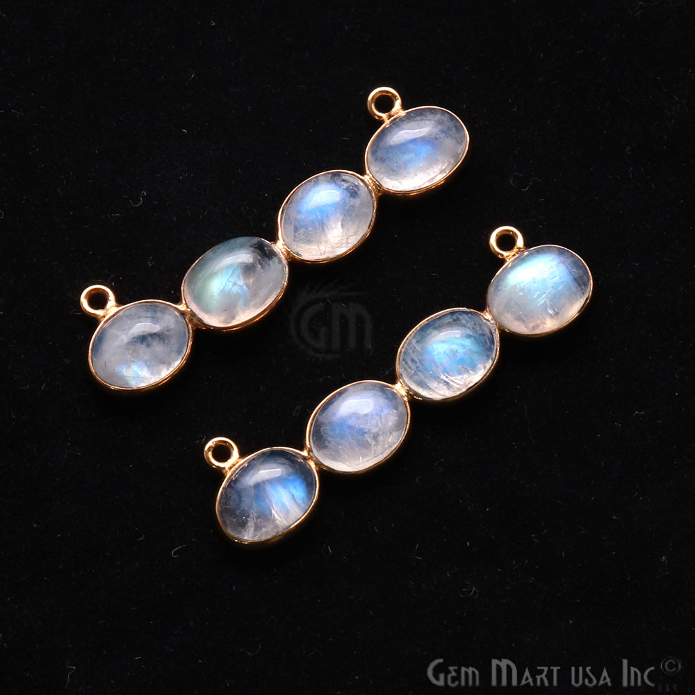 DIY Rainbow Moonstone 40x11mm Gold Plated Chandelier Finding Component - GemMartUSA