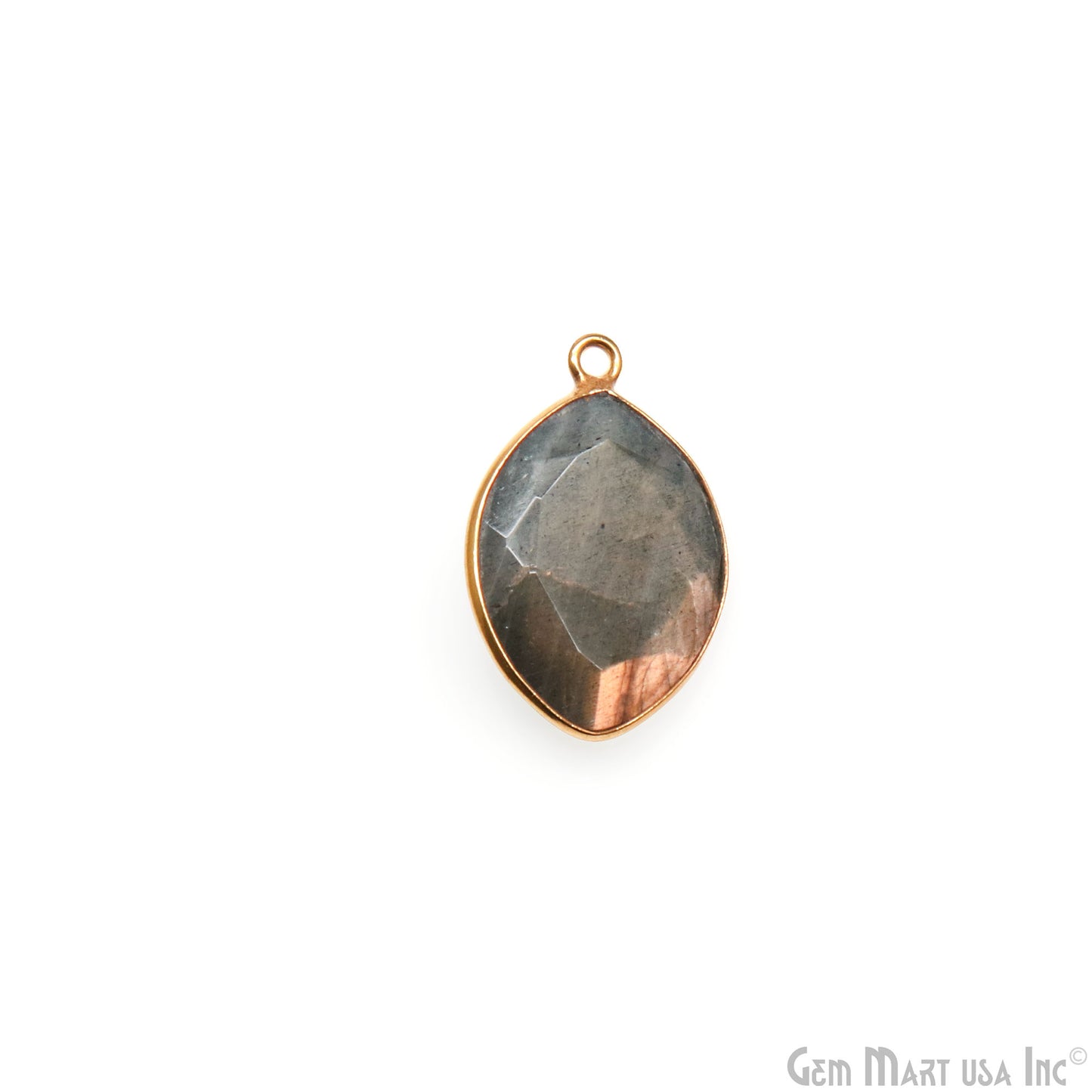 Labradorite Marquise 14x18mm Gold Plated Single Bail Gemstone Bezel Connector