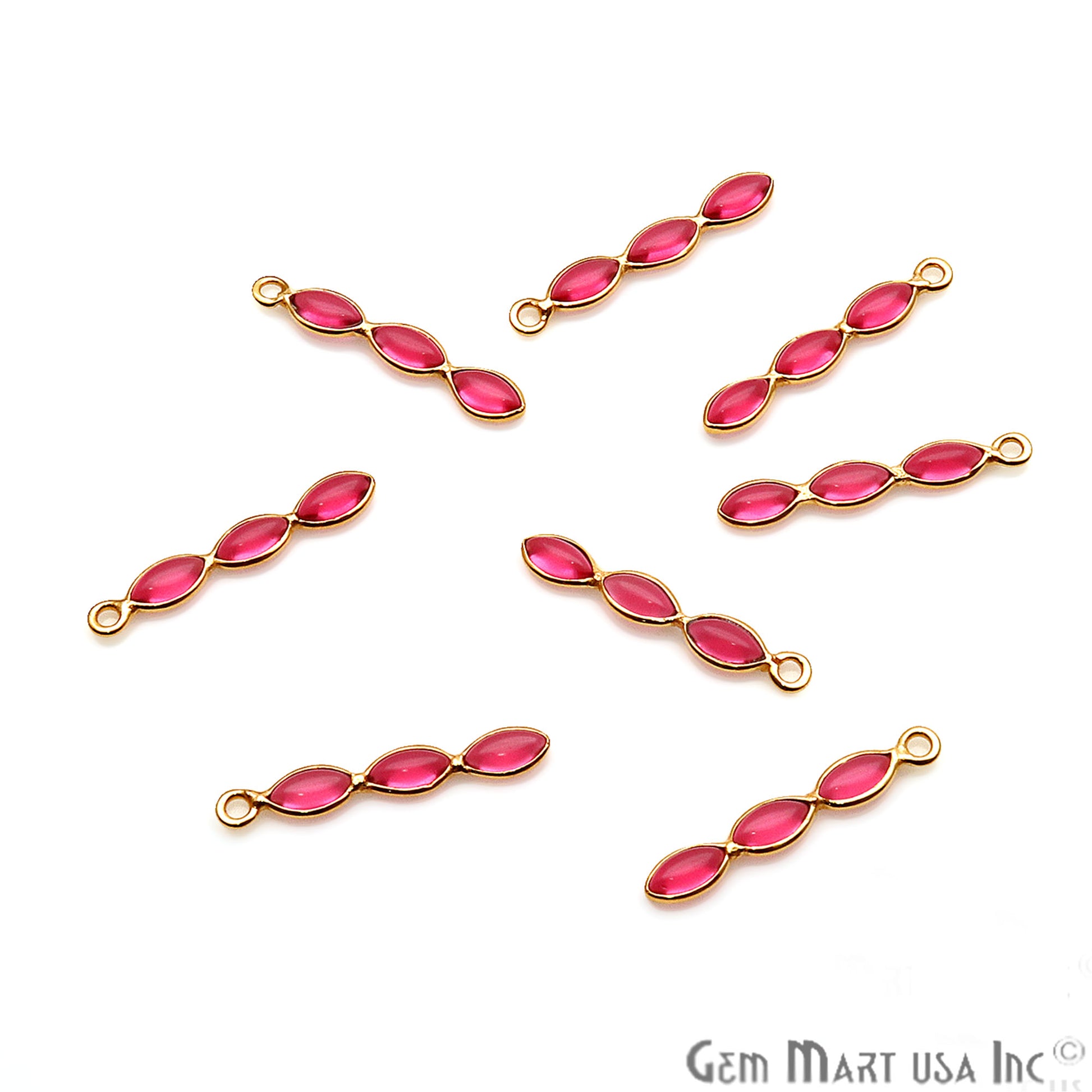 DIY Pink Tourmaline 23x4mm Gold Plated Chandelier Finding Component - GemMartUSA
