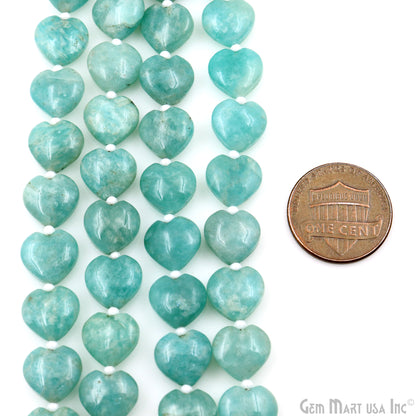 Amazonite Heart Beads, 7 Inch Gemstone Strands, Drilled Strung Briolette Beads, Heart Shape, 10mm