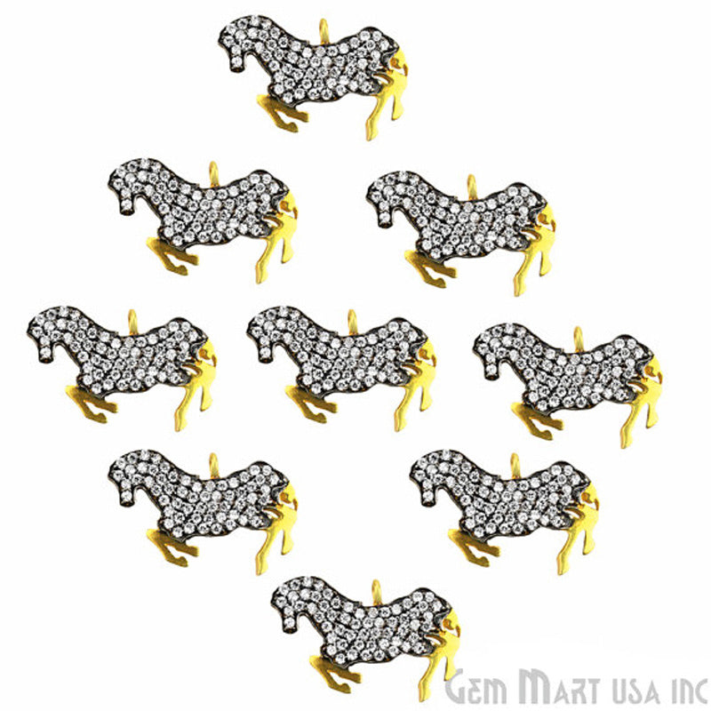 Horse' CZ Pave Gold Vermeil Charm for Bracelet & Pendants - GemmartUSA