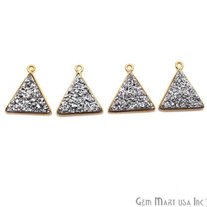 Titanium Druzy 16mm Triangle Gold Plated Single Bail Gemstone Connector (Pick Color) - GemMartUSA