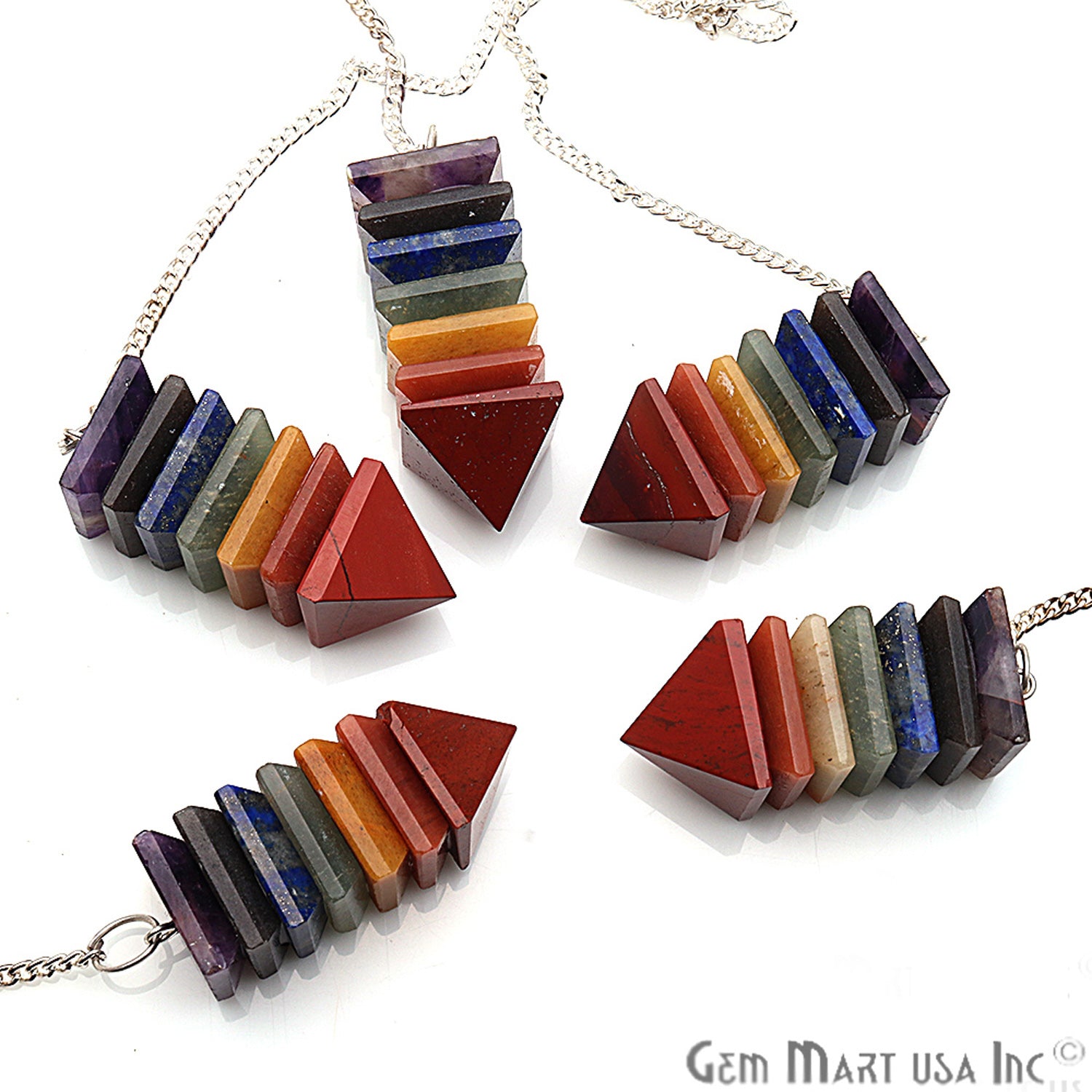 DIY, 7 Chakra Pendant, Healing Crystal, Silver Chain, 42x15mm, Chakra Pendant, Terminated Pendant - GemMartUSA