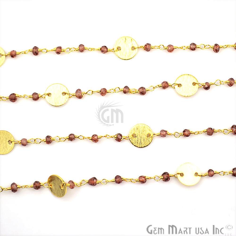 Garnet 3-3.5mm Gold Plated Wire Wrapped Beads Rosary Chain - GemMartUSA (763677671471)