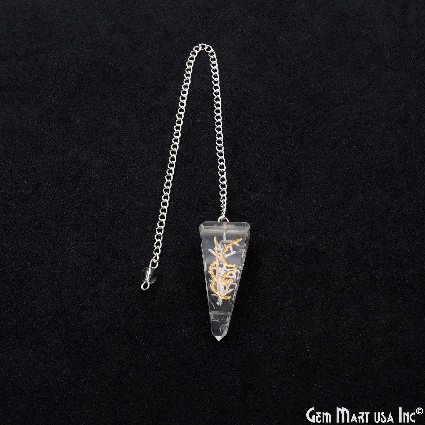 Gemstone Healing Pendulum Pendant, 44x17mm Healing Gemstone With Chinese Symbols, Reiki Symbols Pendulum