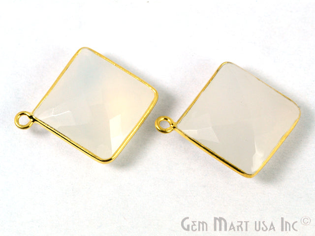 Square 16mm Single Bail Gold Bezel Gemstone Connector