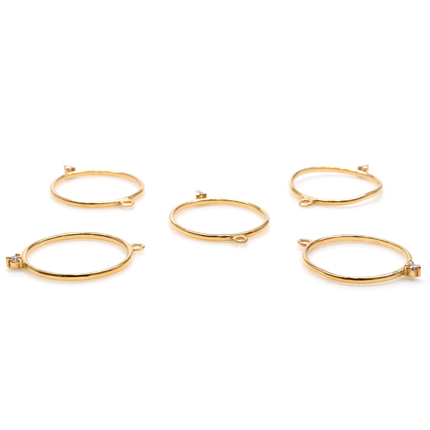 CZ Round Hoop Gold Plated 25X19mm Single Bail Finding