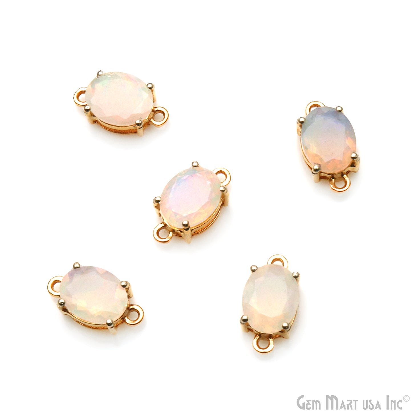 Ethiopian Opal Prong Setting Gold Plated Gemstone Connector
