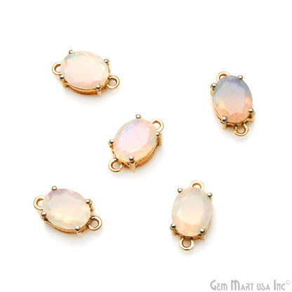 Ethiopian Opal Prong Setting Gold Plated Gemstone Connector