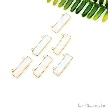 Opalite Gold Plated 30x11mm Rectangle Shape Double Bail Bar Pendant