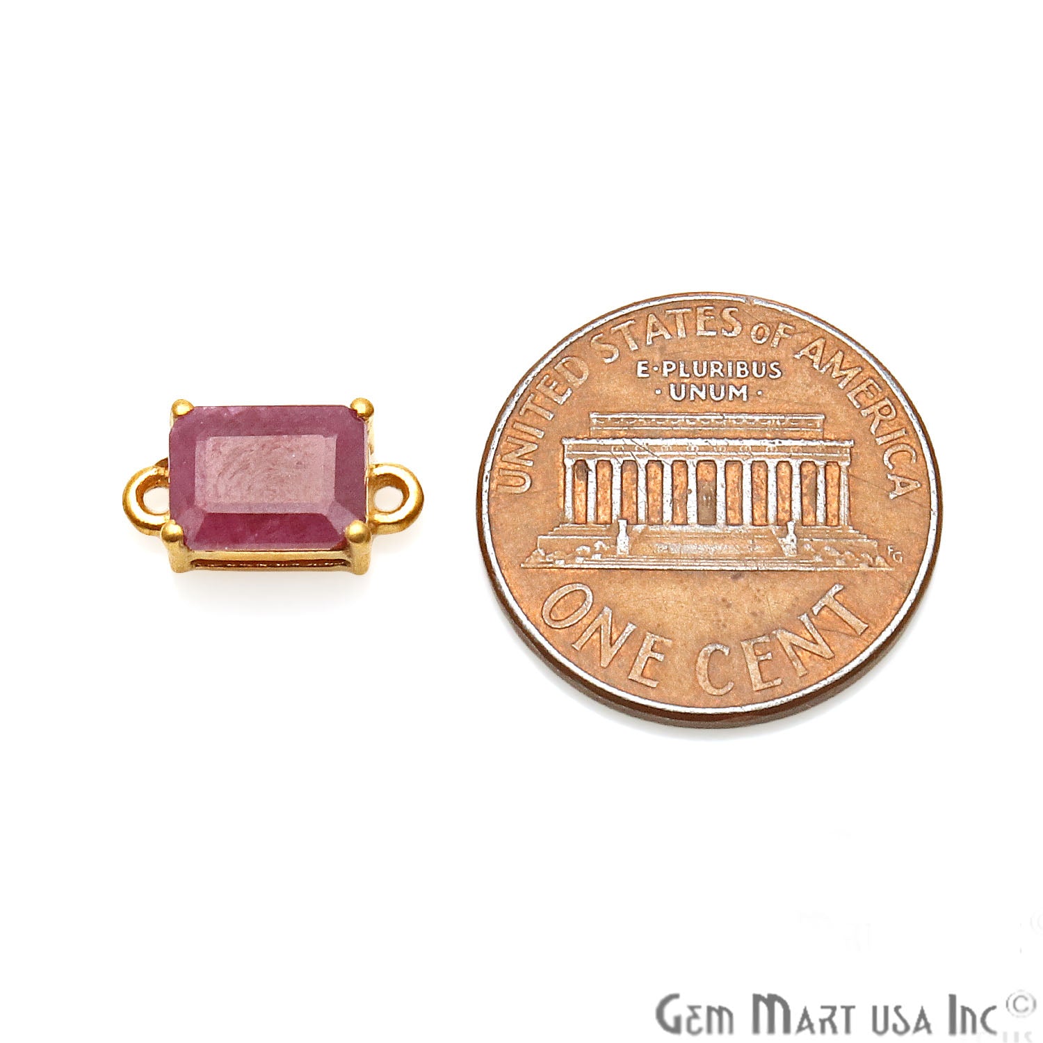 Ruby Prong Setting Gold Plated Gemstone Connector - GemMartUSA