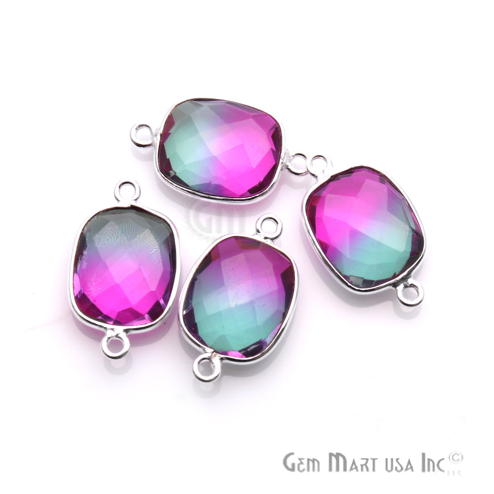 Doublet Aura Quartz 10x12mm Octagon Connector (Pick Color,Plating,Bail) - GemMartUSA