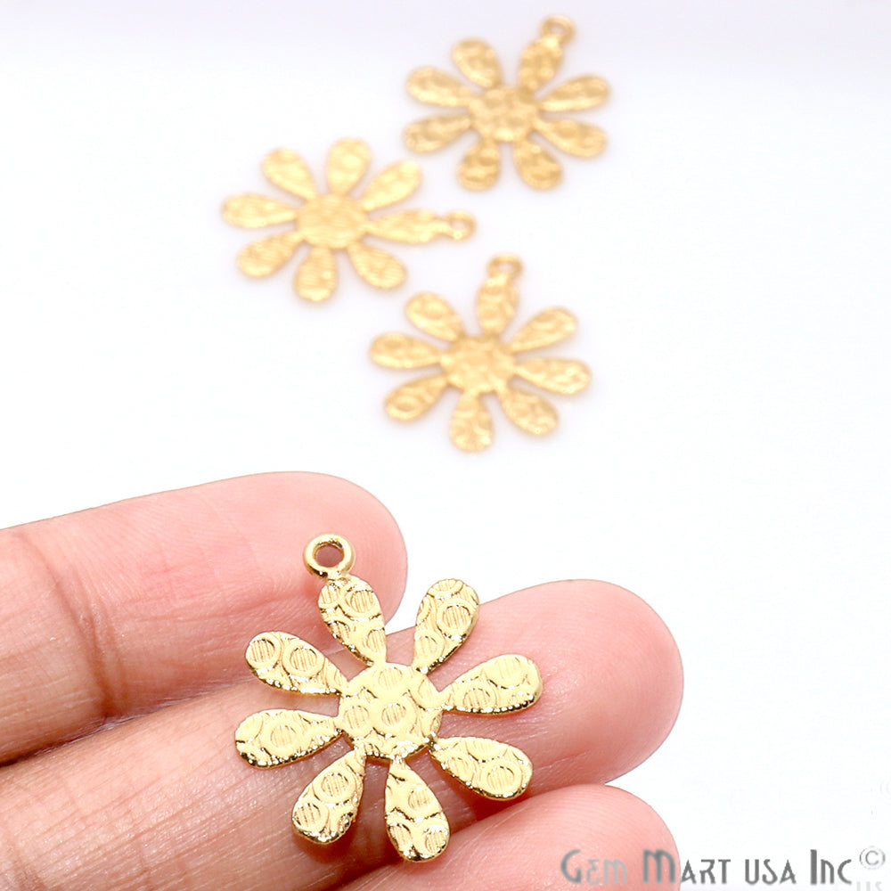 Flower Shape Gold Plated Finding Jewelry Charm - GemMartUSA