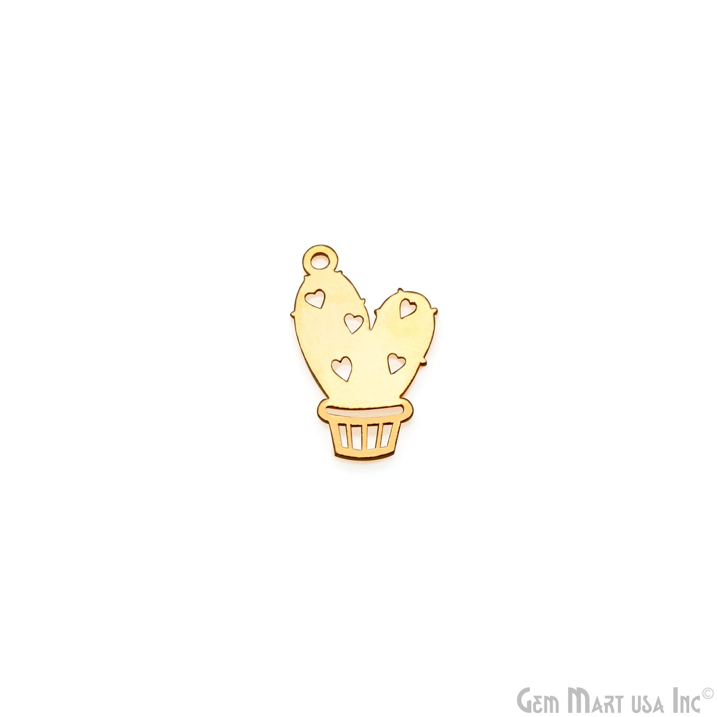 Potted cactus Shape Laser Finding Gold Plated 22.8x14.3mm Charm For Bracelets & Pendants