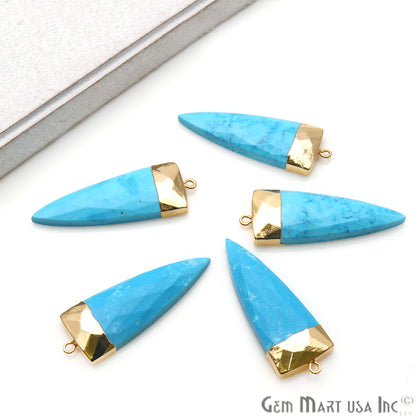 Gemstone Trillion 45x15mm Gold Electroplated Single Bail Connector (Pick Stone) - GemMartUSA