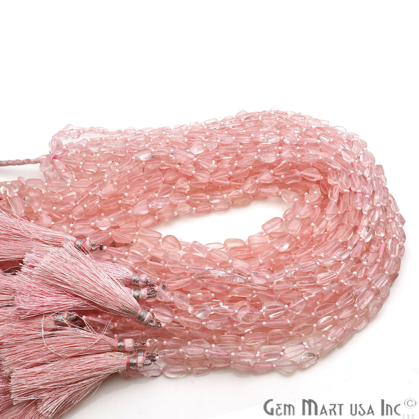 Rose Quartz Free Form 9x7mm Tumble Beads Gemstone Strands - GemMartUSA