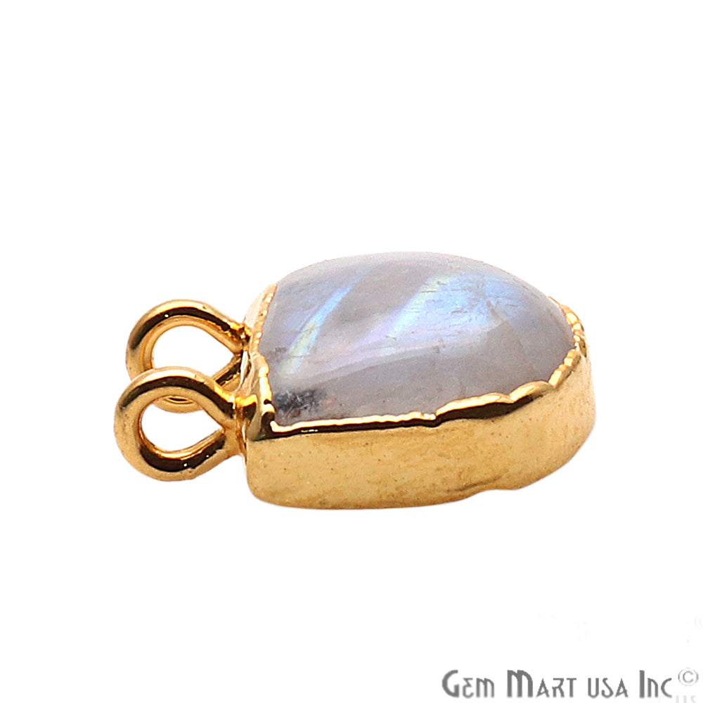 Rainbow Moonstone 12x10mm Gold Edged Gemstone Connector - GemMartUSA