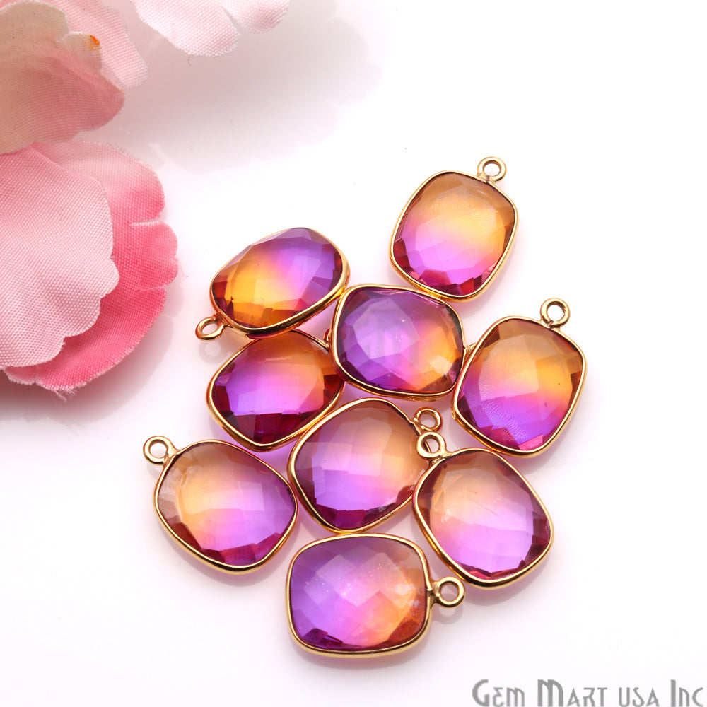 Doublet Aura Quartz 10x12mm Octagon Connector (Pick Color,Plating,Bail) - GemMartUSA