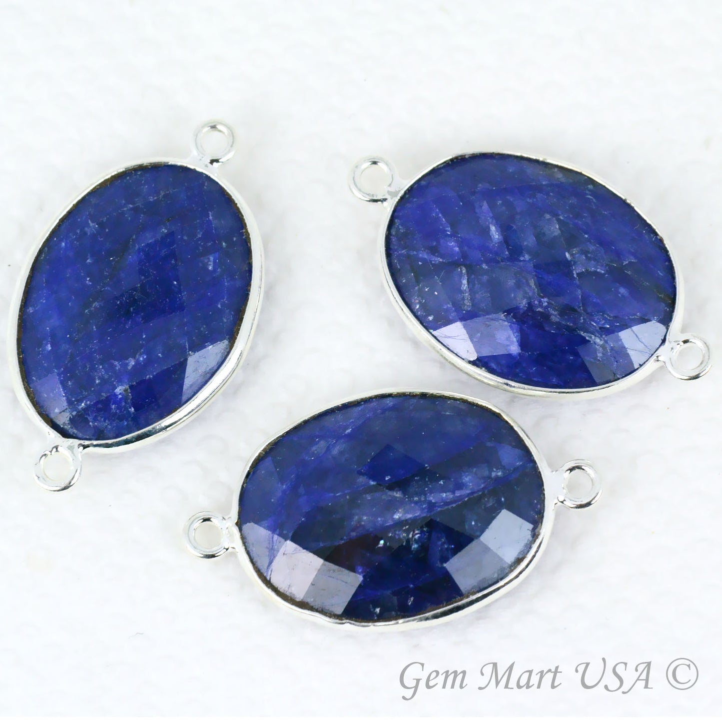 Oval 15x20mm Silver Bezel Double Bail Gemstone Connector