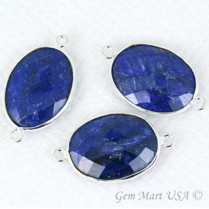 Oval 15x20mm Silver Bezel Double Bail Gemstone Connector
