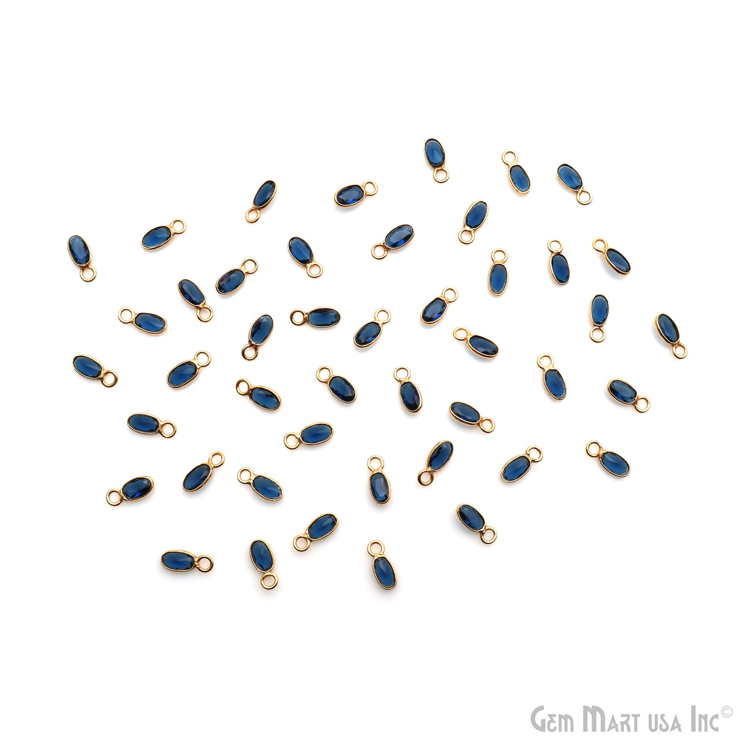 5pc Lot Oval Brilliant Cut 4x3mm Gold Plated Single Bail Gemstone Connector