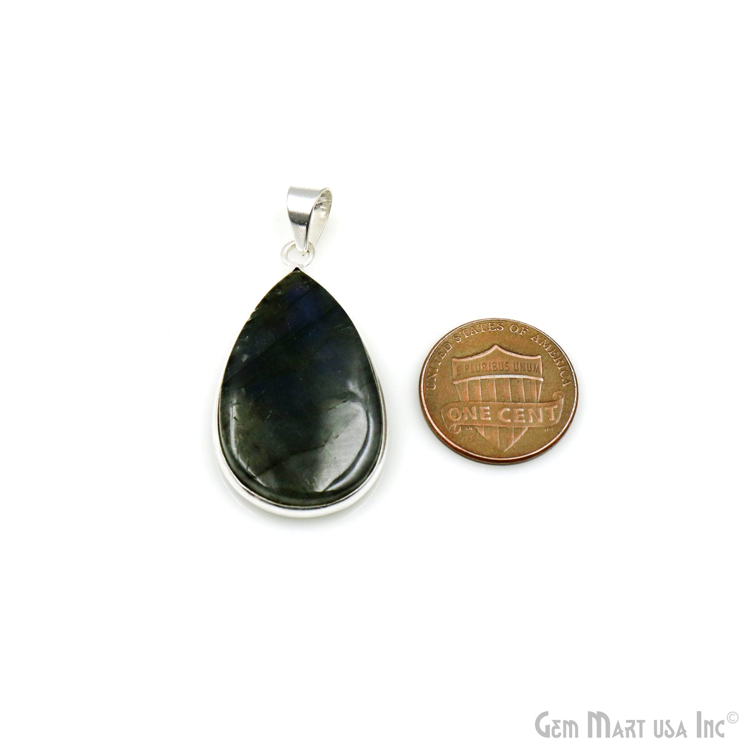 Labradorite Gemstone Pears 37x21mm Sterling Silver Necklace Pendant 1PC