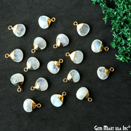Rainbow Moonstone 12mm Gold Electroplated Heart Single Bail Connector