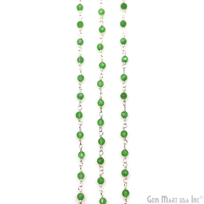 Peridot Monalisa Faceted Beads 3-3.5mm Silver Gemstone Rosary Chain