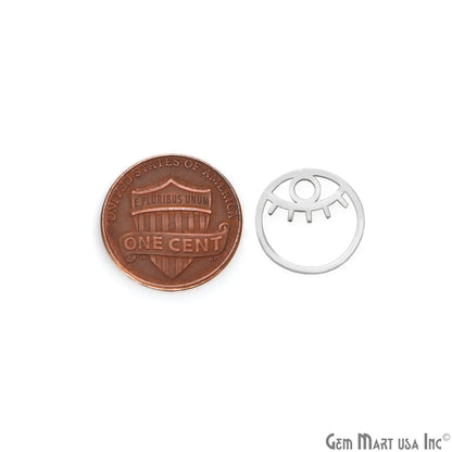 Evil Eye Round Shape Laser Finding Silver Plated 15mm Charm For Bracelets & Pendants