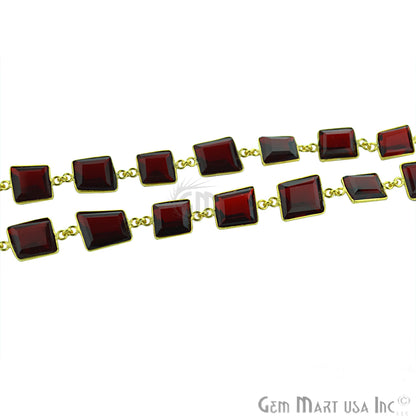 Garnet 10-15mm Mix Faceted Gold Plated Continuous Connector Chain - GemMartUSA (764277391407)