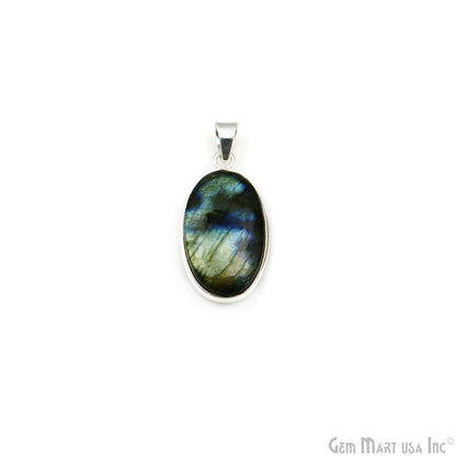 Labradorite Gemstone Oval 32x17mm Sterling Silver Necklace Pendant 1PC