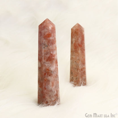 Sunstone Gemstone Jumbo Tower Crystal Tower Obelisk Healing Meditation Gemstones 4-5 Inch