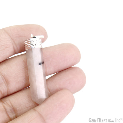 DIY Healing Gemstone 40x9mm Silver Pencil Point Ornate Pendant 1pc