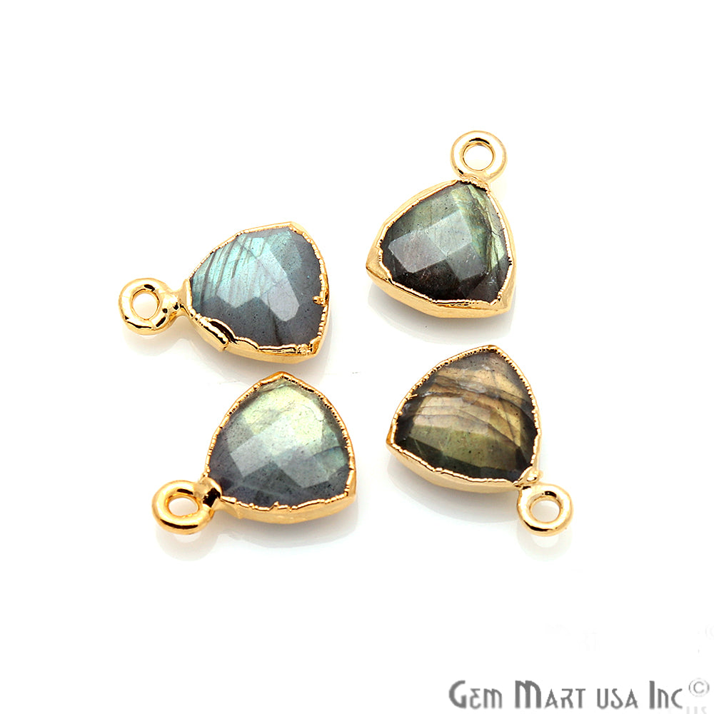 Labradorite 10mm Trillion Gold Edged Bail Gemstone Connector - GemMartUSA