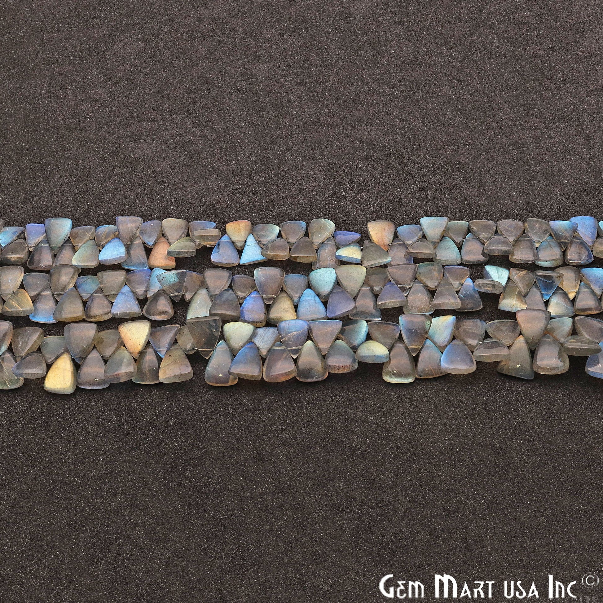 Labradorite Triangle 10x7mm Cabochon Crafting Beads Gemstone Strands 8 Inch - GemMartUSA