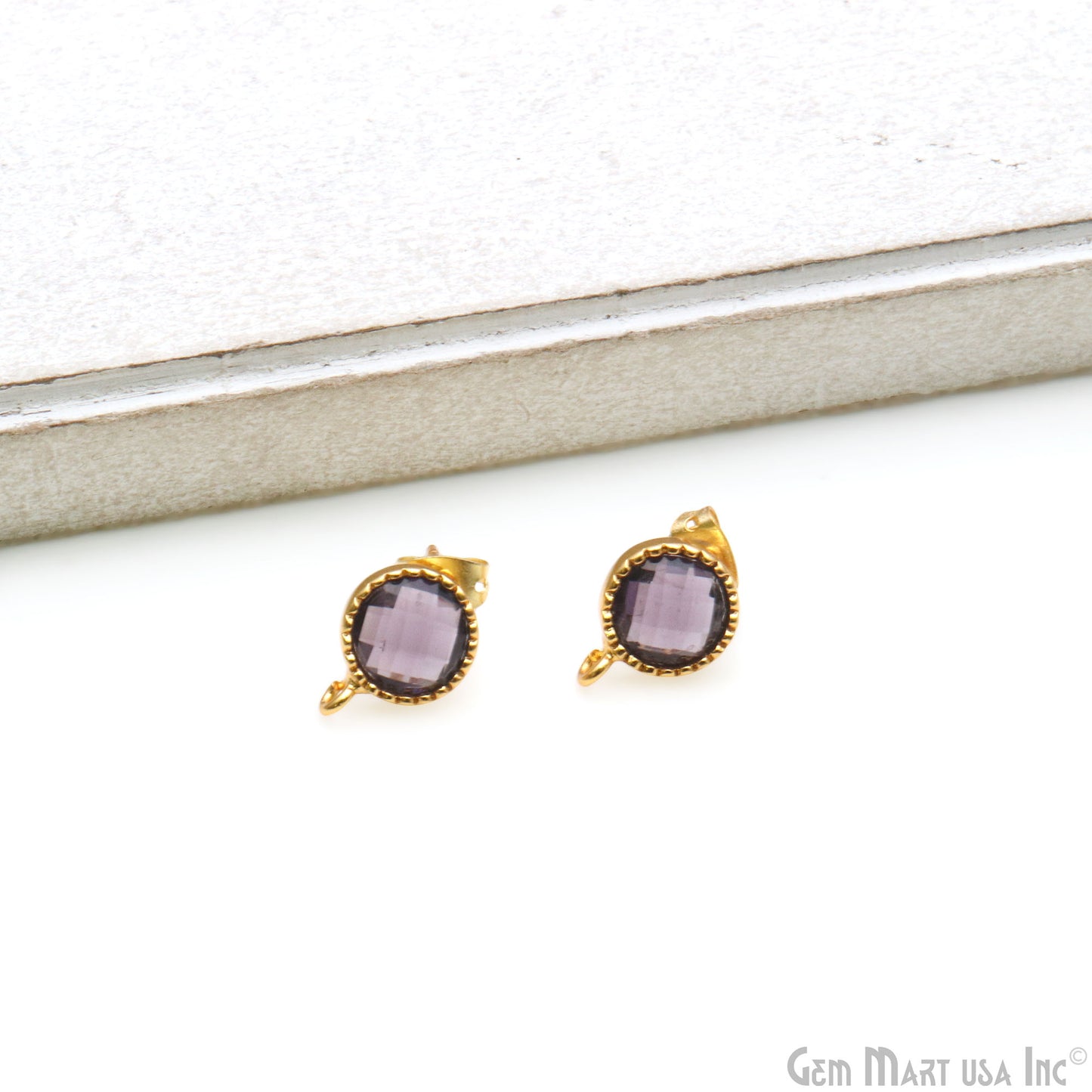 DIY Round 8mm Gold Bail Gemstone stud Earring