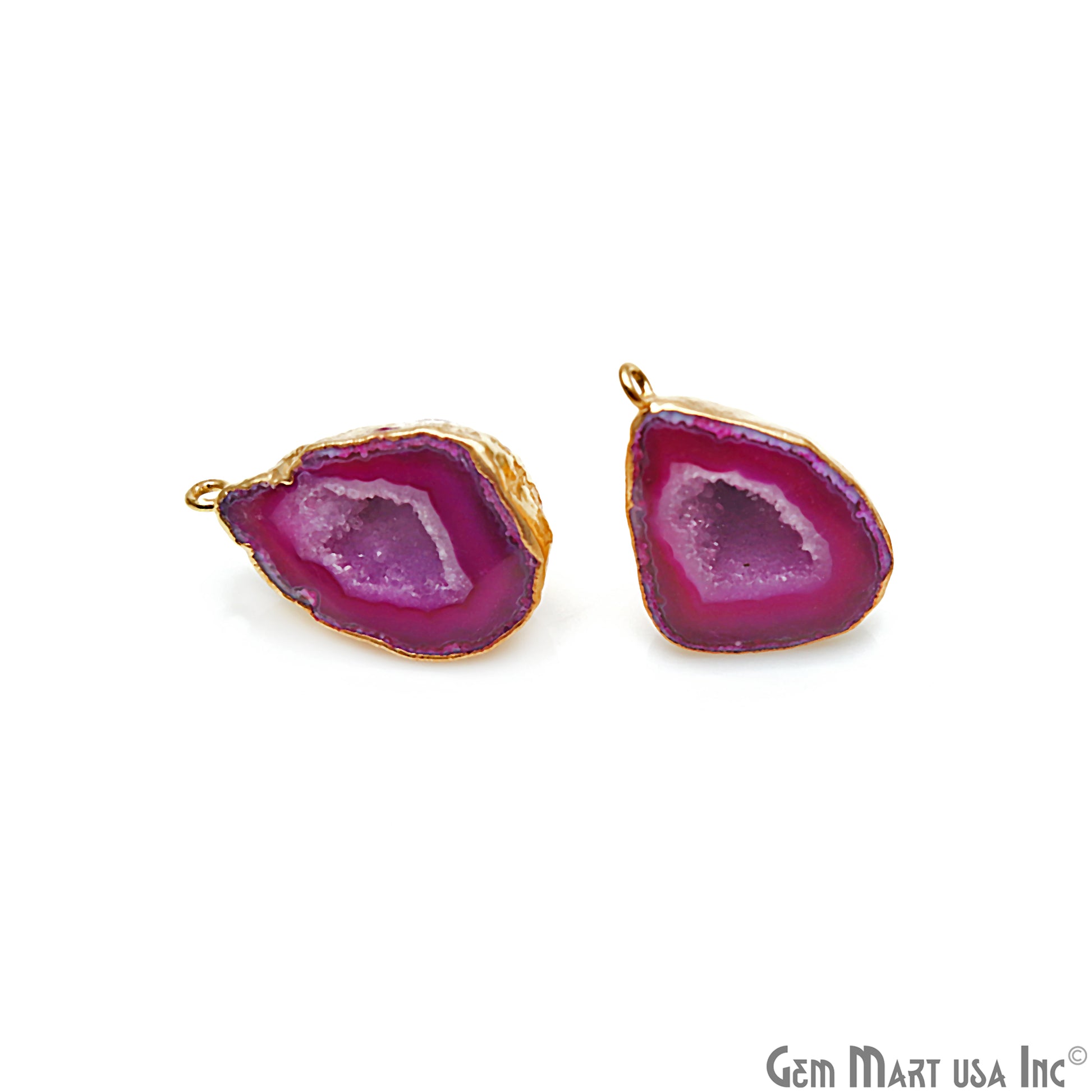 DIY Agate Slice Geode Druzy 29x20mm Gold Electroplated Loop Connector Studs Earrings - GemMartUSA