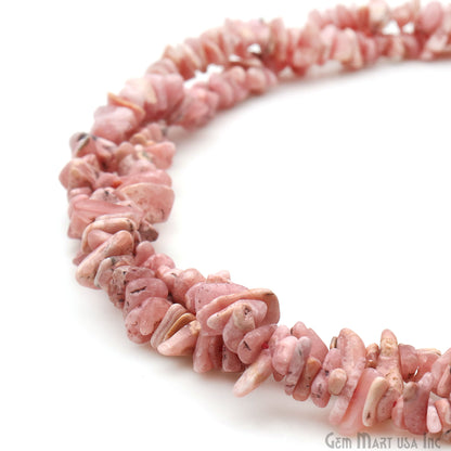 Rhodochrosite Chip Beads, 34 Inch, Natural Chip Strands, Drilled Strung Nugget Beads, 3-7mm, Polished, GemMartUSA (CHRS-70001)