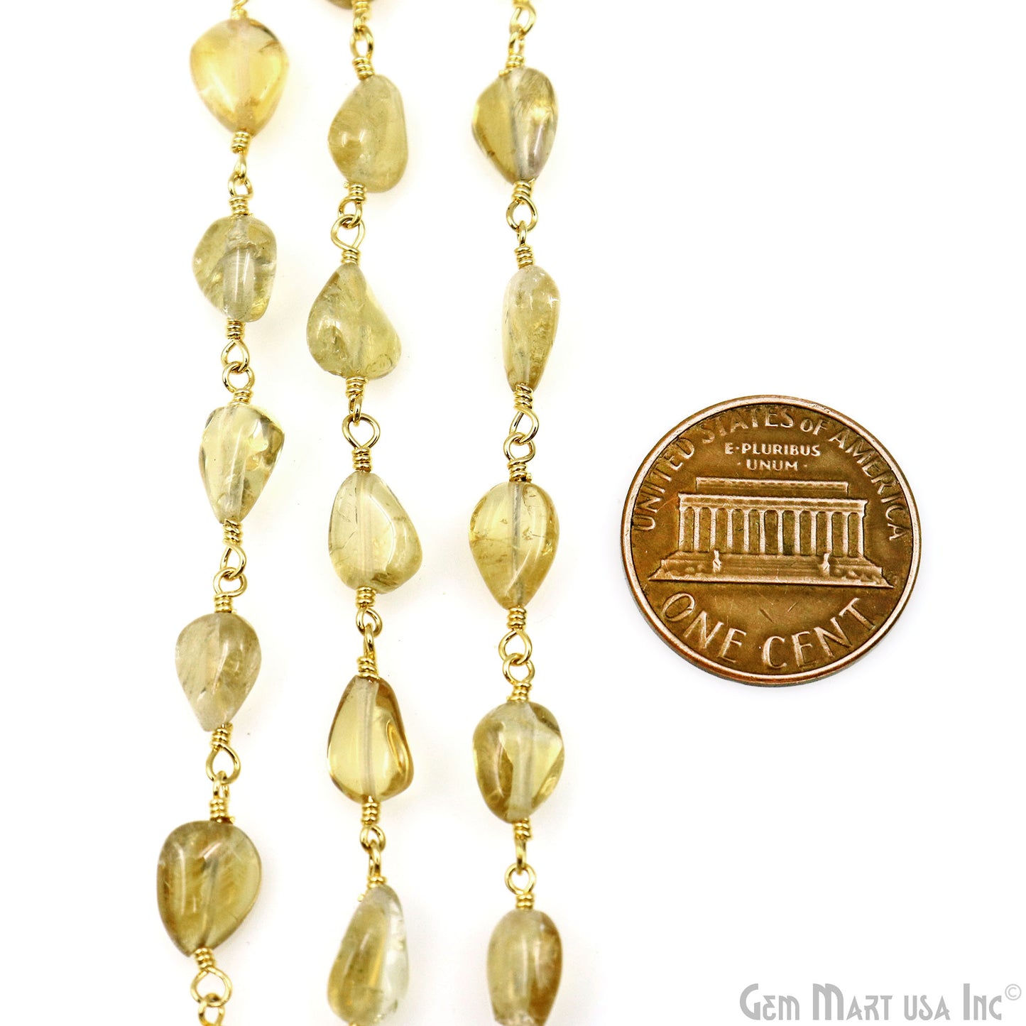 Citrine 8x5mm Tumble Beads Gold Plated Rosary Chain